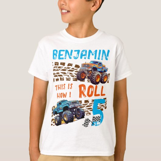 モンスタートラック私は転がこの方法 – 5誕生日 Tシャツ (正面)