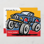 モンスタートラック第6誕生日はがき招待状 インビテーションポストカード (正面/裏面)