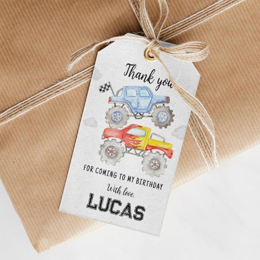 モンスタートラック誕生日サンキューラベル ギフトタグ