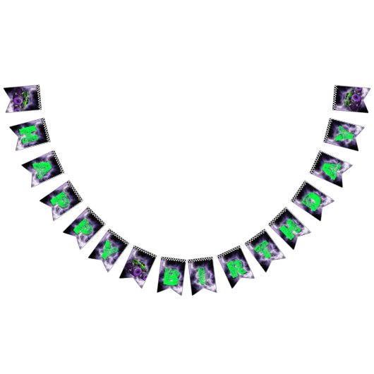 モンスタートラック誕生日バナー バンティングフラッグ (全)