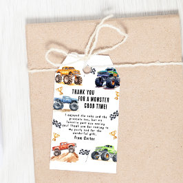 モンスタートラック誕生日パーティーありがとうギフトラベル ギフトタグ
