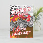 モンスタートラック誕生日パーティーの招待状 (スタンド正面)