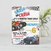 モンスタートラック誕生日パーティーの招待状 招待状 (スタンド正面)