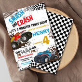 モンスタートラック誕生日パーティーの招待状 招待状