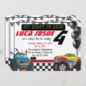 モンスタートラック誕生日パーティーの招待状 招待状 (正面/裏面)