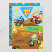 モンスタートラック誕生日パーティーの招待状 招待状 (正面/裏面)