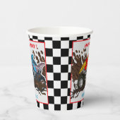 モンスタートラック誕生日パーティーの招待状 紙コップ (左)