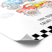 モンスタートラック誕生日パーティーテーブルの看板 ポスター (角)