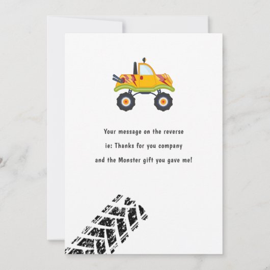 モンスタートラック誕生日パーティー サンキューカード (裏面)