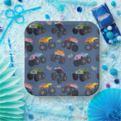 モンスタートラック誕生日パーティー ペーパープレート (パーティー)