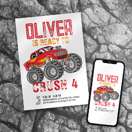 モンスタートラック誕生日パーティー 招待状