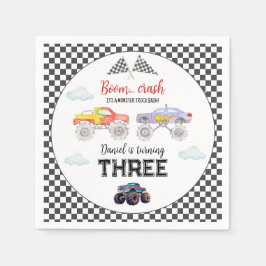 モンスタートラック誕生日モンスタートラック スタンダードカクテルナプキン