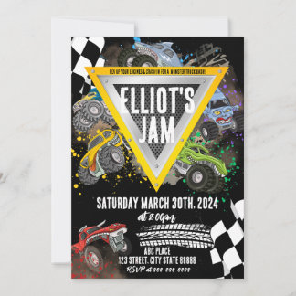 モンスタートラック誕生日レース招待状 招待状