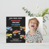 モンスタートラック誕生日招待状と写真 招待状 (スタンド正面)