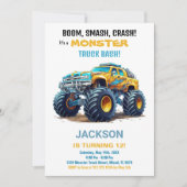 モンスタートラック誕生日招待状イエロー 招待状 (正面)