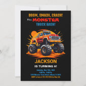 モンスタートラック誕生日招待状オレンジ 招待状 (正面)