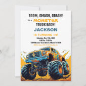 モンスタートラック誕生日招待状オレンジ 招待状 (正面)