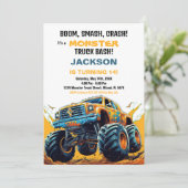 モンスタートラック誕生日招待状オレンジ 招待状 (スタンド正面)