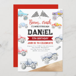 モンスタートラック誕生日招待状トラック任意の年齢 招待状