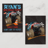 モンスタートラック誕生日招待状パス ノートカード (正面/裏面)