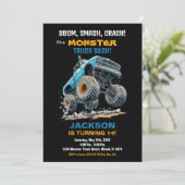 モンスタートラック誕生日招待状ブルージャンプ 招待状 (スタンド正面)