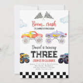 モンスタートラック誕生日招待状モンスタートラック 招待状 (正面)