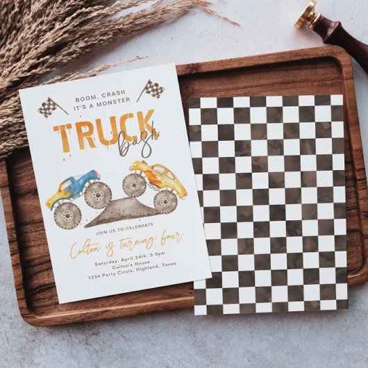 モンスタートラック誕生日招待状 |モンスタートラック 招待状
