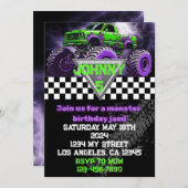 モンスタートラック誕生日招待状 招待状 (正面/裏面)