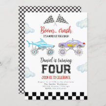 モンスタートラック誕生日招待状