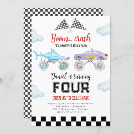 モンスタートラック誕生日招待状 招待状