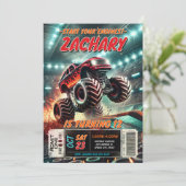 モンスタートラック誕生日招待状 招待状 (スタンド正面)