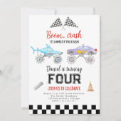 モンスタートラック誕生日招待状 招待状 (正面)