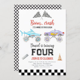 モンスタートラック誕生日招待状 招待状