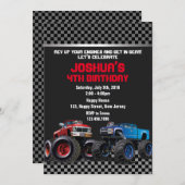 モンスタートラック誕生日招待状 招待状 (正面/裏面)