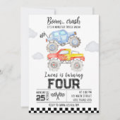 モンスタートラック誕生日招待状 招待状 (正面)