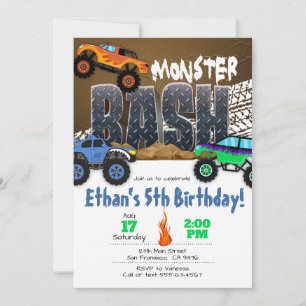 モンスタートラック誕生日招待状- Monster Bash 招待状