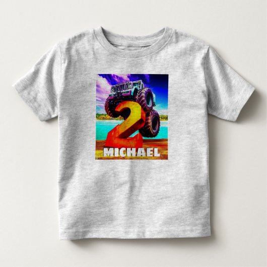 モンスタートラック誕生日 トドラーTシャツ (正面)