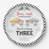 モンスタートラック誕生日 ペーパープレート (正面)