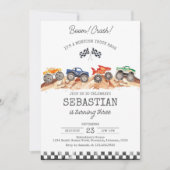 モンスタートラック誕生日 招待状 (正面)