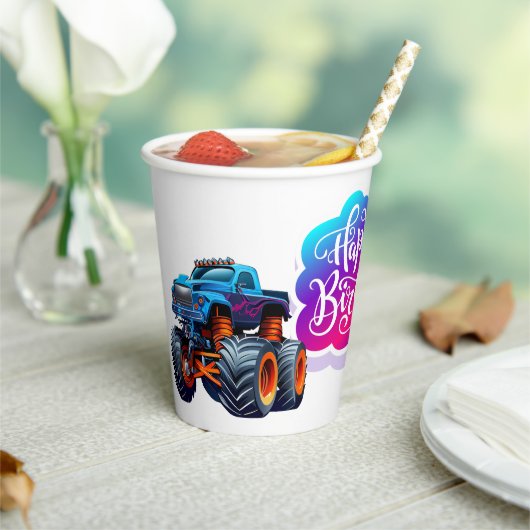 モンスタートラック誕生日 紙コップ (インサイチュ)
