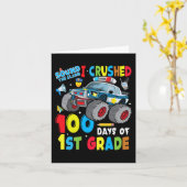 モンスタートラック警察の車100日の学校1st Gr カード (黄色い花)