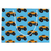 モンスタートラック車オレンジブルー ラージペーパーバッグ (裏面)