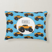 モンスタートラック車カスタムの少年の名前 アクセントクッション (裏面)