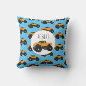モンスタートラック車カスタムの少年の名前 クッション (正面)