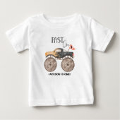 モンスタートラック1歳の誕生日ファーストONEキッズ ベビーTシャツ (正面)