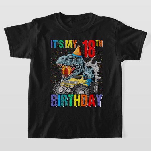 モンスタートラック18歳T型18誕生日ボーイモ Tシャツ (レイダウン)