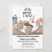 モンスタートラック2速2番目の誕生日招待状 招待状 (正面)