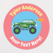 モンスタートラック2、DIY名&メッセージラベル ラベル (デザイン1)