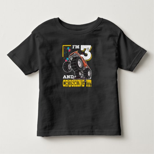 モンスタートラック3回目の誕生日 トドラーTシャツ (正面)