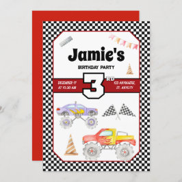 モンスタートラック3rd誕生日招待状 招待状